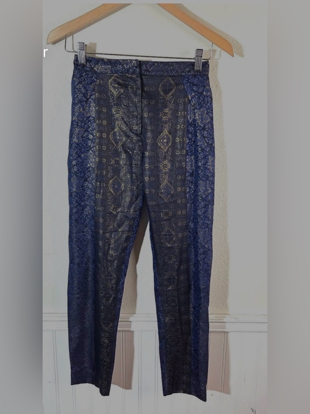 Tibi brocade Black and navy Patterned Dress Pants